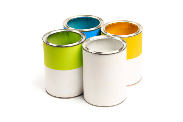 istock set of Cans with color paint isolated on white background - Image 1203996767