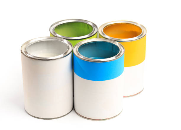 istock set of Cans with color paint isolated on white background - Image 1203997132