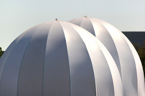White inflated domes, used as temporary tents