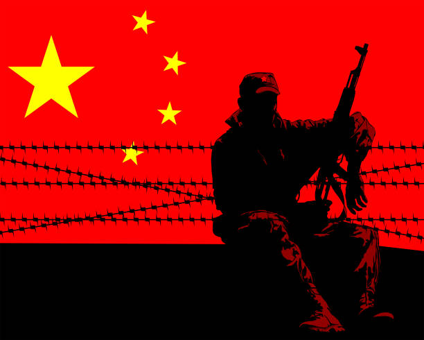 soldat in china - kordon begrenzung stock-grafiken, -clipart, -cartoons und -symbole