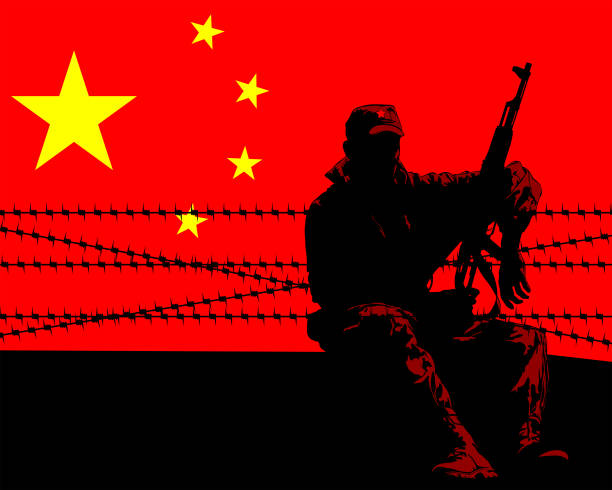 stockillustraties, clipart, cartoons en iconen met militair in china - communism