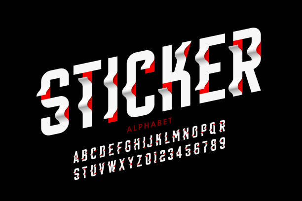스티커 스타일 글꼴 - ribbon typescript letter vector stock illustrations