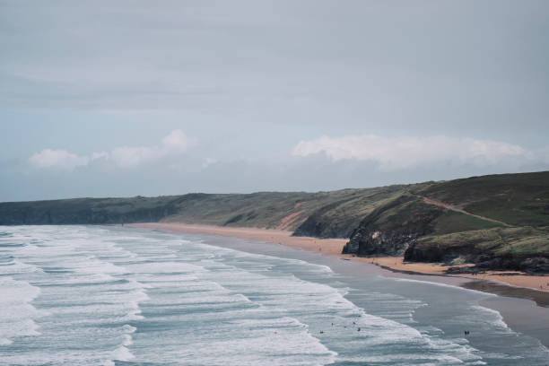 istock Views across Perranporth Beach, Newquay, Cornwall on an Autumn day. 1204001372