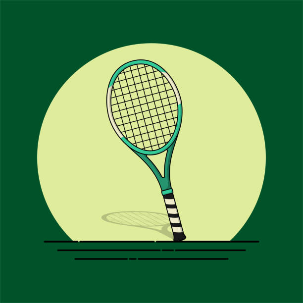 grüne tennis schläger vektor illustration - tennis court tennis ball table tennis stock-grafiken, -clipart, -cartoons und -symbole