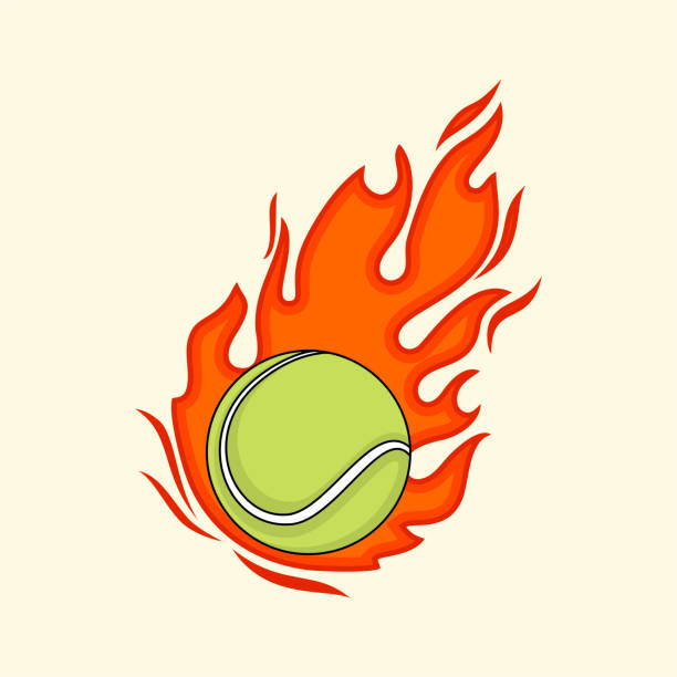 feuer tennis ball vektor illustration - tennis court tennis ball table tennis stock-grafiken, -clipart, -cartoons und -symbole