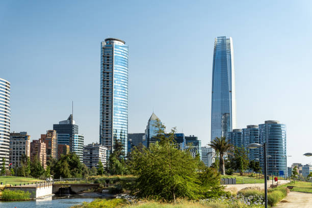 Santiago de Chile Financial District from Bicentenario Park