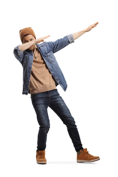 Young guy in casual clothes making a dab pose Full length shot of a young guy in casual clothes making a dab pose isolated on white background dab dance stock pictures, royalty-free photos & images