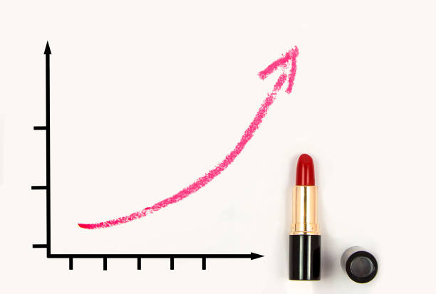 Chart drawn by lipstick. Graph of a growing business.