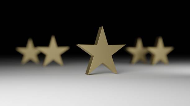 istock 5 golden stars for costumer satisfaction, 3d illustration 1204009746