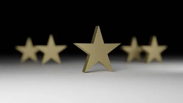 Photo of 5 golden stars for costumer satisfaction, 3d illustration