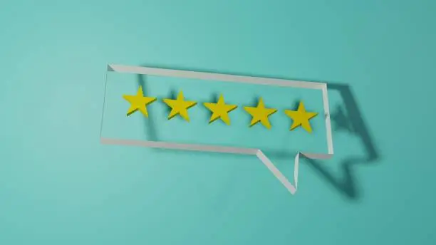 Photo of 5 golden stars for costumer satisfaction, 3d illustration