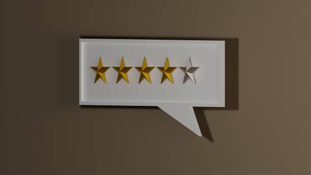 istock 5 golden stars for costumer satisfaction, 3d illustration 1204009757