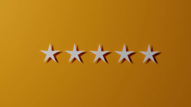 istock 5 golden stars for costumer satisfaction, 3d illustration 1204009758