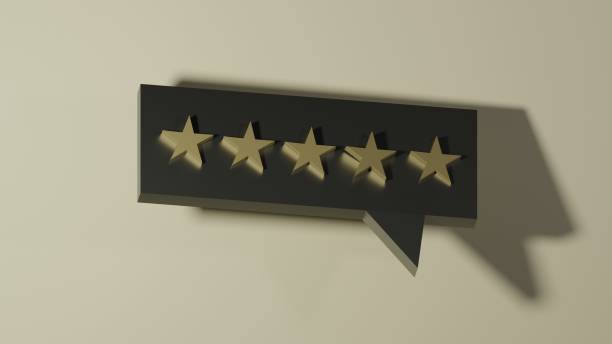 istock 5 golden stars for costumer satisfaction, 3d illustration 1204009805