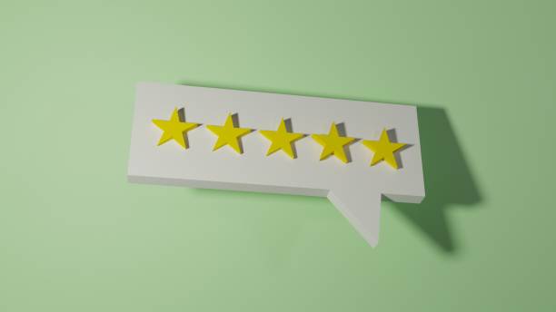 istock 5 golden stars for costumer satisfaction, 3d illustration 1204009807