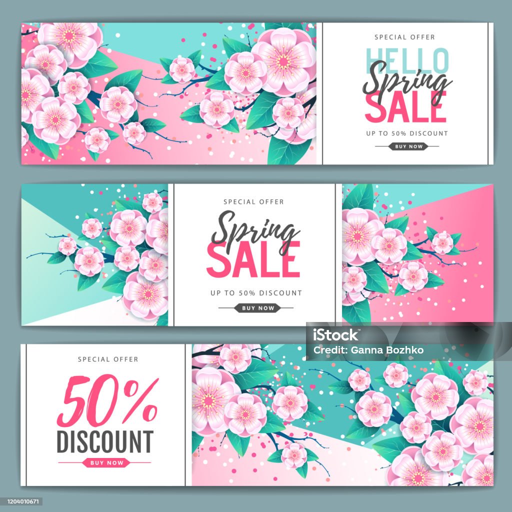 Ilustración de Cartel De La Gran Venta De Primavera Con Flores De Flores Completas Conjunto De Banners De Venta De Primavera y más Vectores Libres de Derechos de Abril - iStock Ilustración de Cartel De La Gran Venta De Primavera Con Flores De Flores Completas Conjunto De Banners De Venta De Primavera y más Vectores Libres de Derechos de Abril - iStock