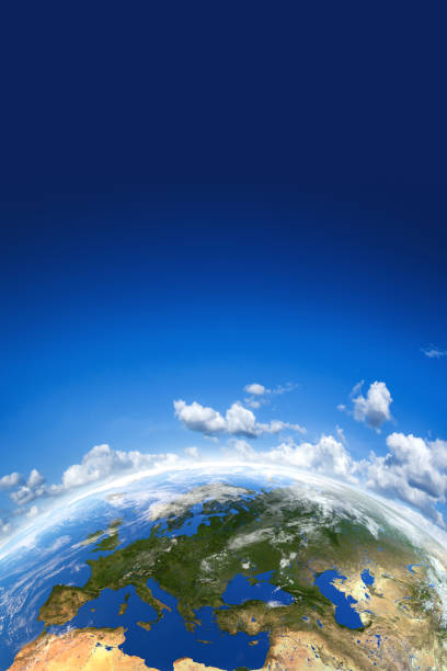 istock Earth and blue sky. Climate safety concept image. 1204010848