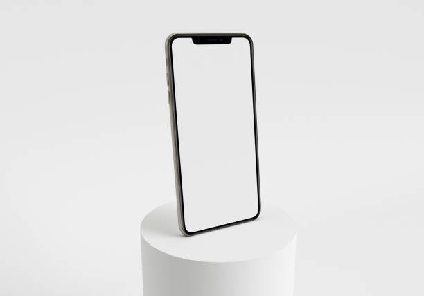 istock 3d render illustration hand holding the white smartphone with full screen and modern frame less design - isolated on white background 1204011445