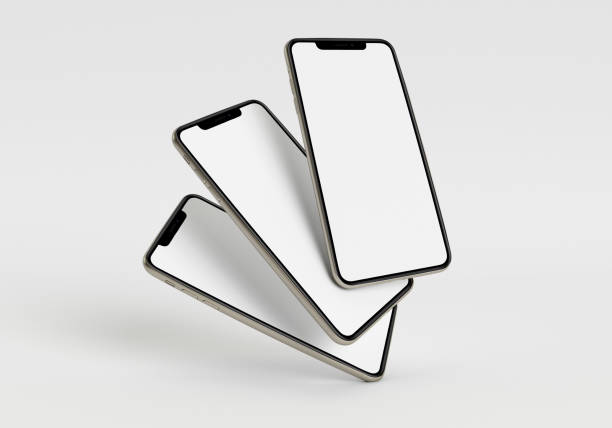 main 3d d’illustration de rendu retenant le smartphone blanc avec plein écran et cadre moderne moins de conception - d’isolement sur le fond blanc - xi photos et images de collection