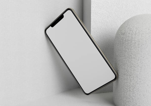istock 3d render illustration hand holding the white smartphone with full screen and modern frame less design - isolated on white background 1204011469