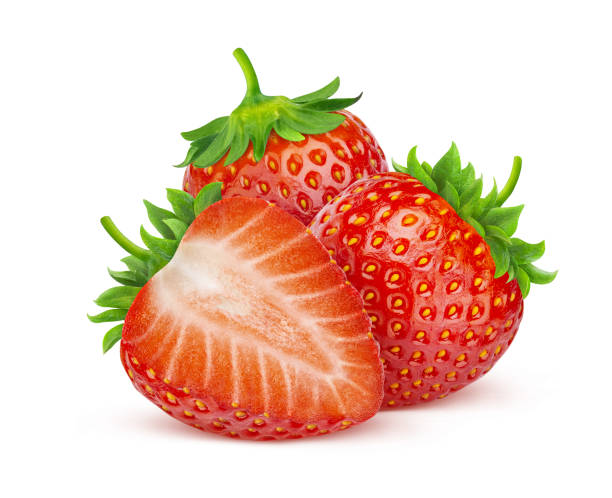 istock Strawberries isolated on white background with clipping path 1204013974