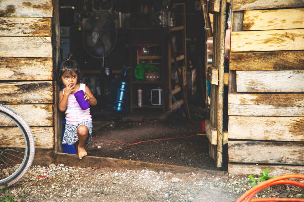 Childhood. Portrait of young girl, Mexican ethnicity, outside.