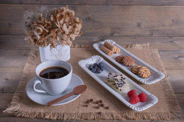 istock coffee, chocolate and berry are on the table. 1204014953