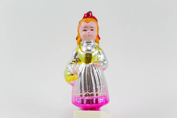 istock Retro red riding hood 1962 Christmas tree decorations on white background 1204018111