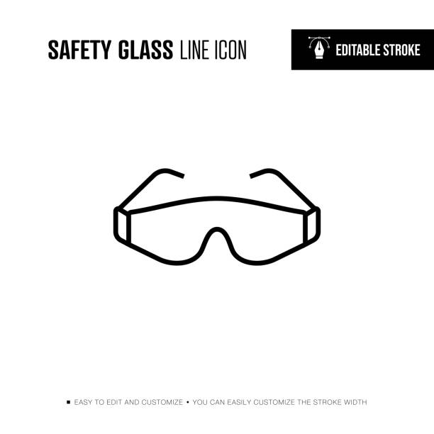 Safety Glass Line Icon - Editable Stroke vector art illustration