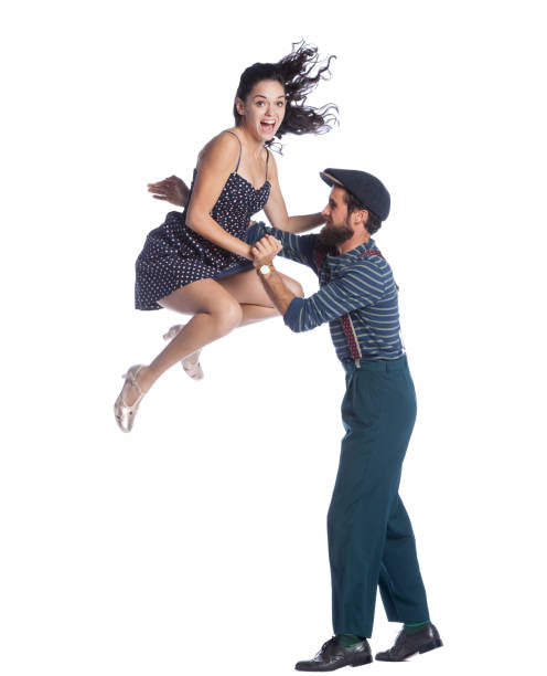 The Swing Dancing Funny people having fun dancing lindy hop swing dance. lindy hop stock pictures, royalty-free photos & images