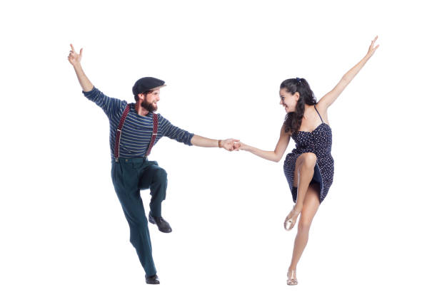 The Swing Dancing Funny people having fun dancing lindy hop swing dance. lindy hop stock pictures, royalty-free photos & images