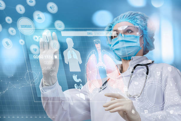 istock The health worker diagnose the patient with the help of computer virtual computer . 1204021485