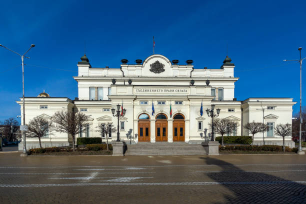 National Assembly in city of Sofia Sofia, Bulgaria - January 22, 2020: National Assembly in city of Sofia, Bulgaria bulgarian culture photos stock pictures, royalty-free photos & images