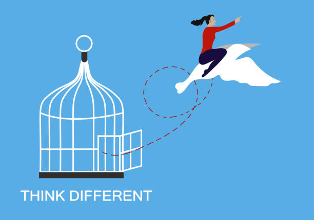 Think different and freedom concept. Think different and freedom concept. escaping illustrations stock illustrations