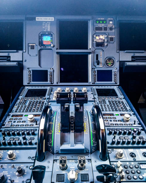istock Levers, Accelerator, Commercial aircraft, Cockpit, Cockpit 1204027908
