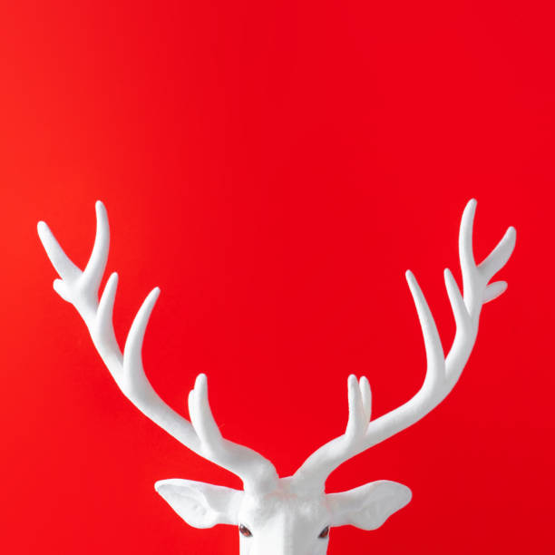 istock White Santa reindeer antlers against red background. 1204045782