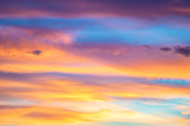 istock Red and yellow clouds in the sunset sky 1204046293