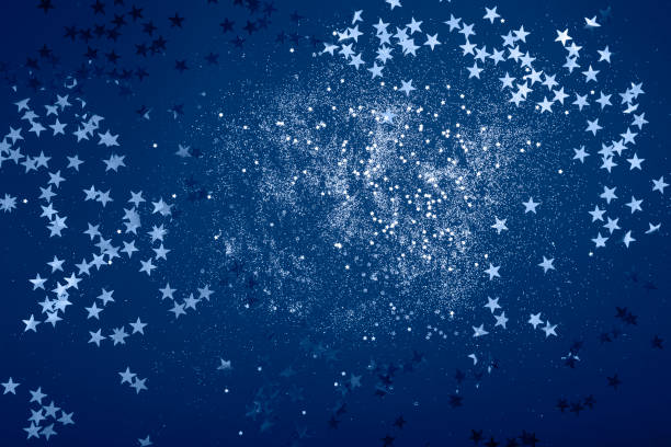 istock Sparkling background with bokeh made of Classic Blue 2020 color. 1204046418