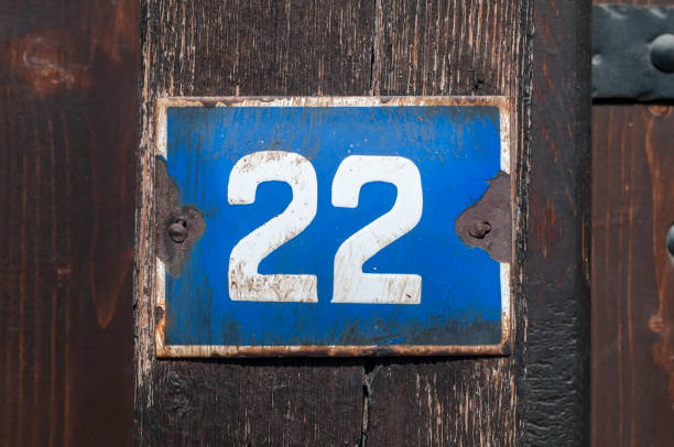 istock Weathered enameled plate number 22 1204049541