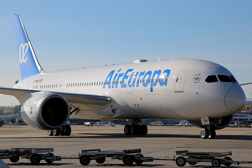 Air Europa Boeing 787 Dreamliner just arrived to Madrid from Puerto Rico