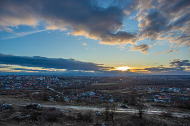 istock Winter sunset over a European city 1204054538