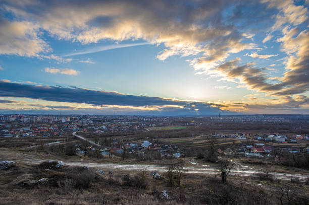 istock Winter sunset over a European city 1204054658