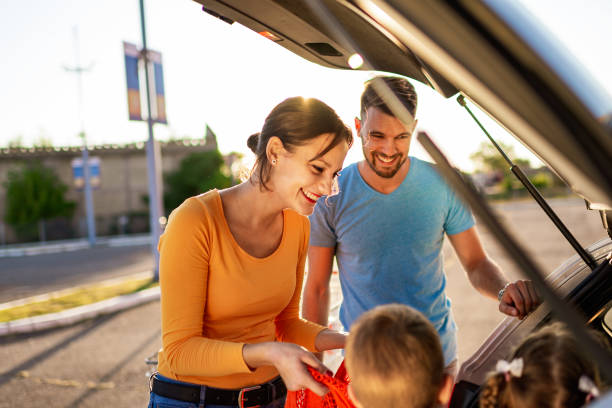 istock Family having fun after grocery shopping 1204054808