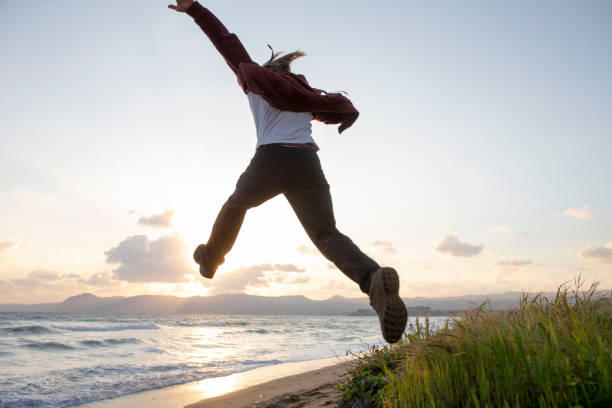 Young man in mid-air jump