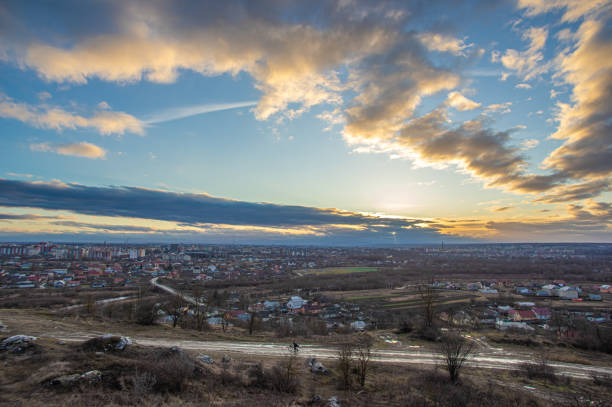 istock Winter sunset over a European city 1204055627