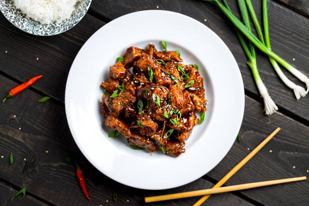 istock General Tso's Chicken closeup view from above. 1204055925