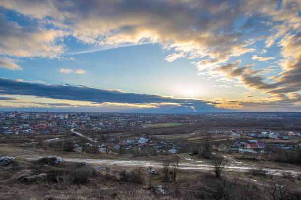 istock Winter sunset over a European city 1204056541