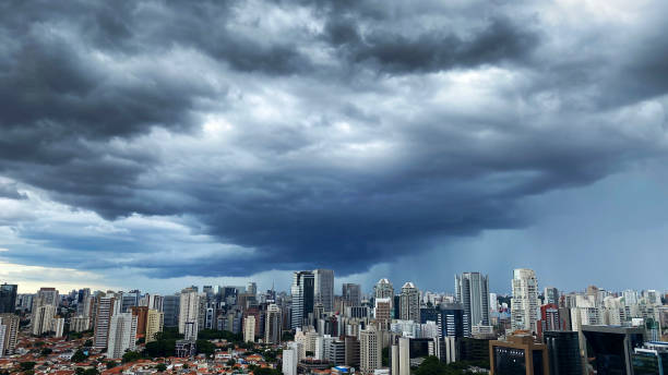 istock Before the Rain. Summer storm sky above the town. 1204056754