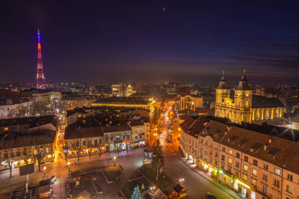 istock Winter sunset over a European city 1204060268