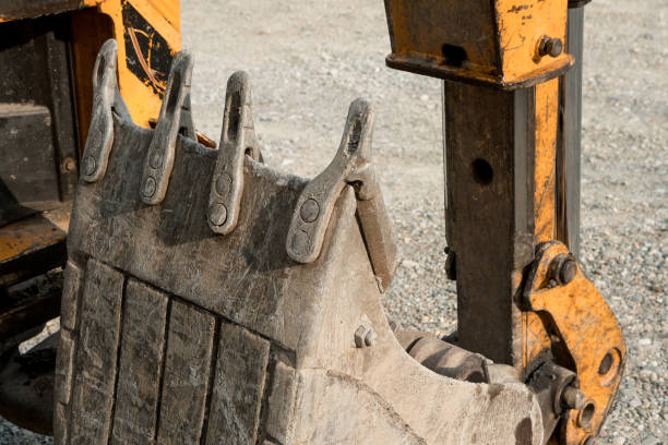 istock Excavator, earth mover scoop. construction machinery. 1204069319